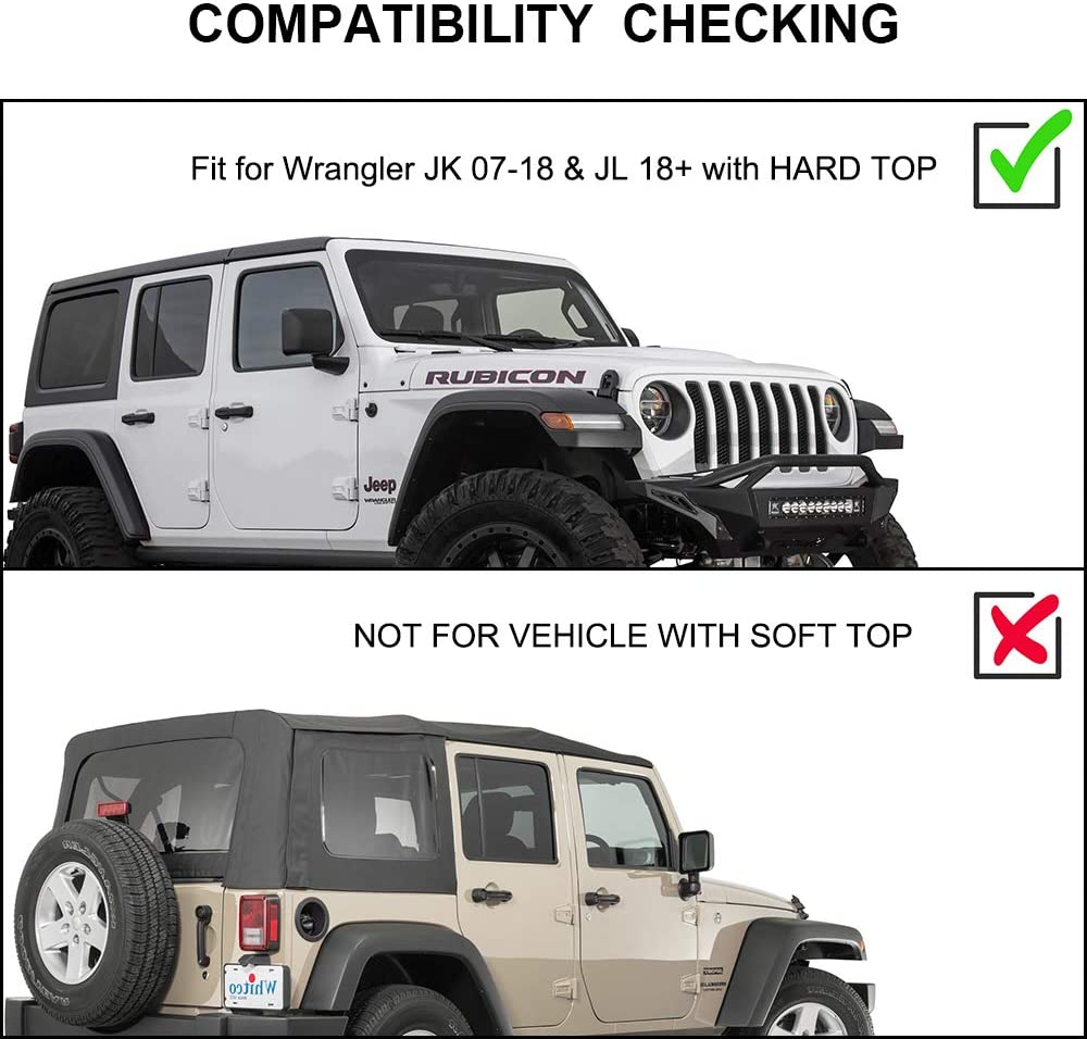 2Pcs Black Luggage Crossbars Roof Racks Fit for 2007-2022 Jeep Wrangler JK JL Gladiator JT 2&4 Door Cross Bars