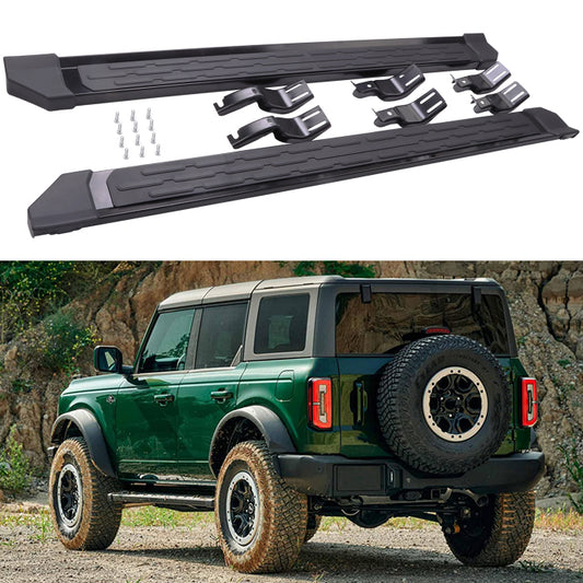 Saremas 2PCS Black Aluminum Side Steps Running Boards for Ford Bronco 4 Door 2021 2022