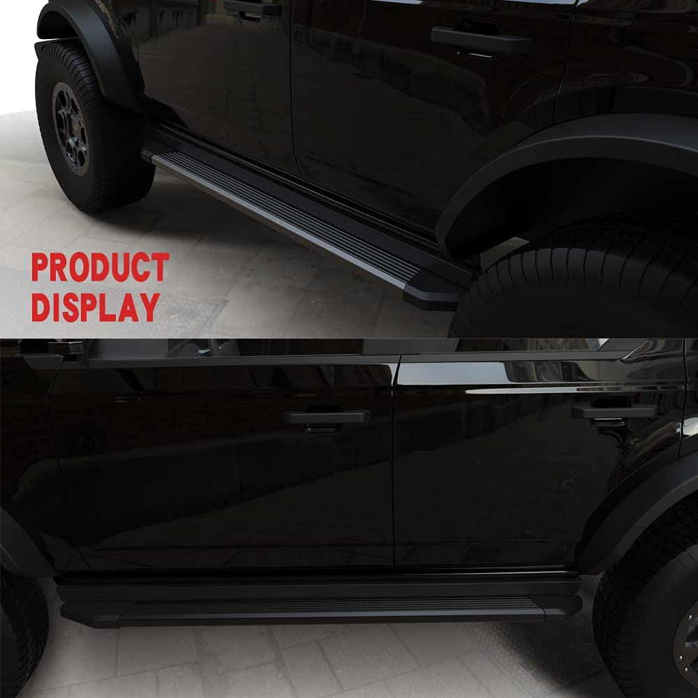 Saremas Black Side Steps Nerf Bars Running Boards for Ford Bronco 4 Door 2021 2022