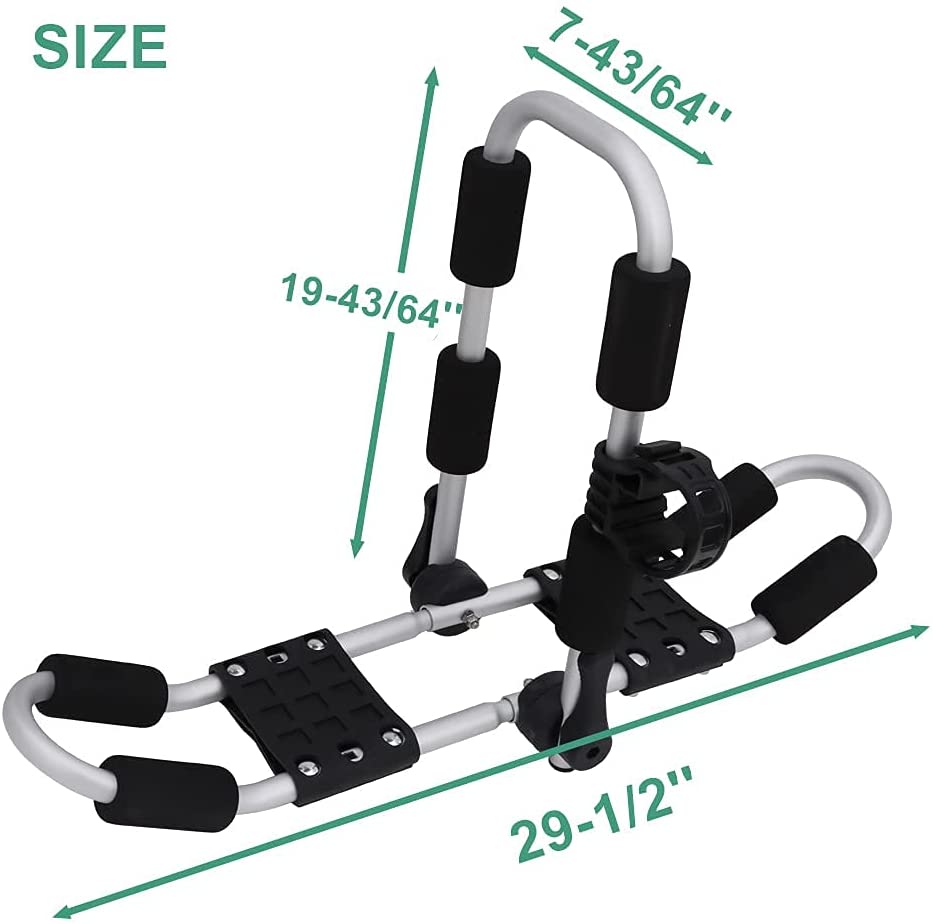 Saremas 2PCS Upgrade Aluminum Alloy Kayak Carrier Roof Rack Top Mount on Car Cross Bar