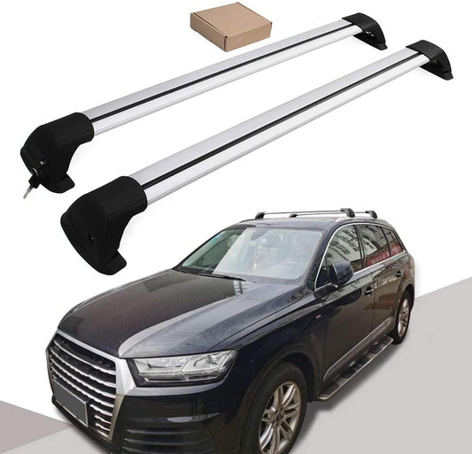 Saremas Silver Lockable Aluminum Alloy Roof Rack Crossbar Cross Bar for Audi Q7 2016-2022