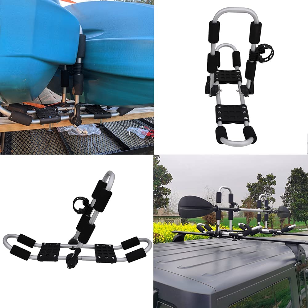 Saremas 2PCS Upgrade Aluminum Alloy Kayak Carrier Roof Rack Top Mount on Car Cross Bar