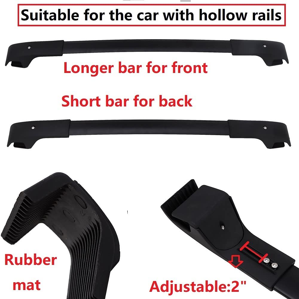 Saremas Black Aluminum Alloy Roof Rack Crossbar Cross Bar for Jeep Cherokee 2014-2021