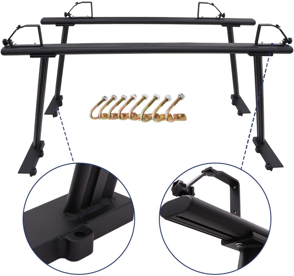 Saremas Universal Adjustable Aluminum Pickup Truck Bed Ladder Rack with Ladder Stops