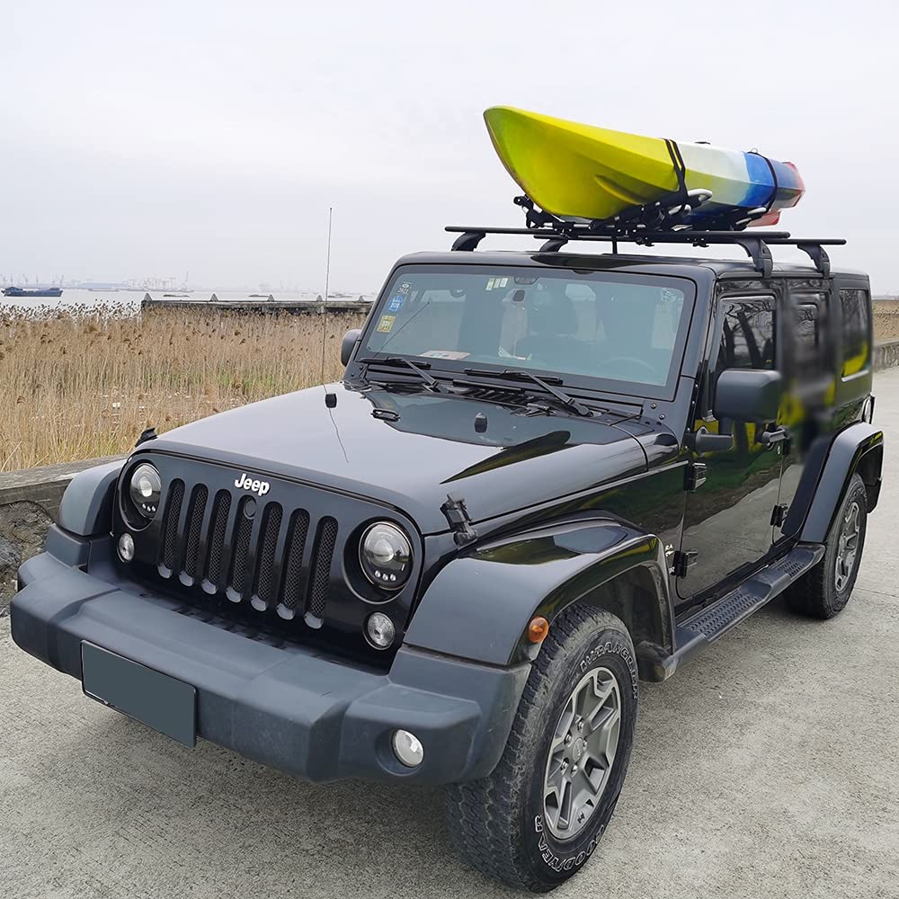 Saremas 2PCS Upgrade Aluminum Alloy Kayak Carrier Roof Rack Top Mount on Car Cross Bar
