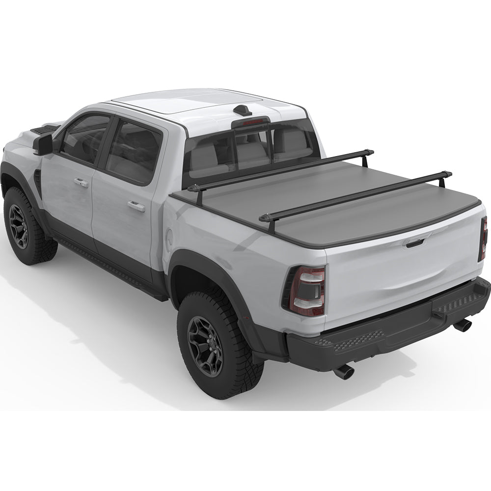 Saremas Adjustable Aluminum Low-Height Truck Bed Rack for Pickups with Soft Roll Up and Retractable Tonneau Covers