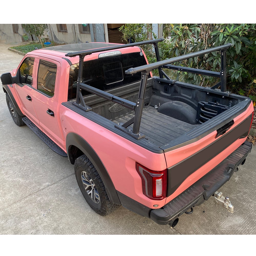 Saremas Universal Medium Height Adjustable Aluminum Truck Bed Ladder Rack for Pickups Without Tonneau Cover