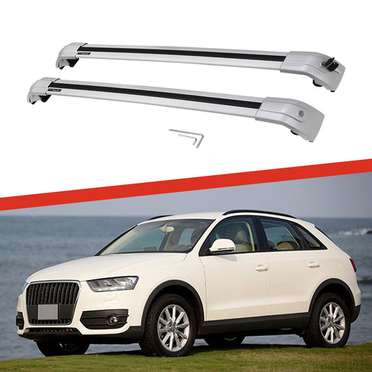 Saremas Aluminum Alloy Luggage Carrier All Silver Crossbar Cross Bar Roof Rack for Audi Q3 2013-2018