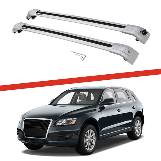 Saremas Car Top Luggage Holder Carrier All Silver Crossbar Cross Bar Roof Rack for Audi Q5 2009-2017