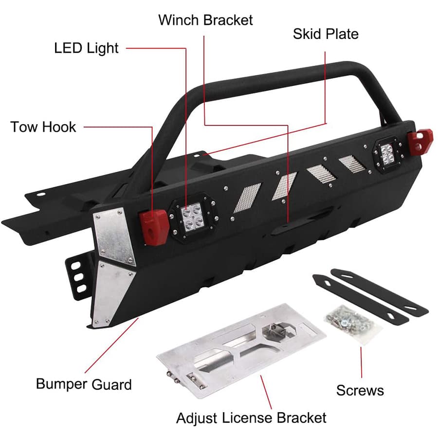 Saremas Front Winch Bumper Guard Bull Bar Fit for 2016-2019 Toyota 4Runner TRD