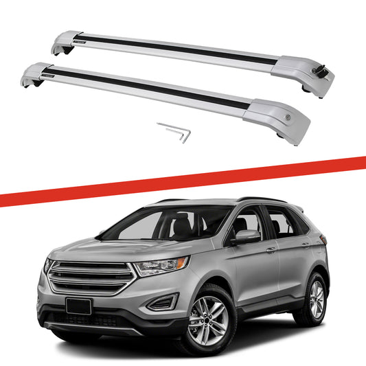 Saremas Off-road Luggage Carrier Lockable All Silver Crossbar Cross Bar Roof Rack for Ford Edge 2015-2021