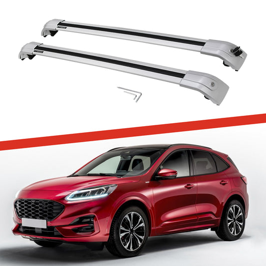 Saremas Off-road Luggage Carrier Lockable All Silver Crossbar Cross Bar Roof Rack for Ford Escape Kuga 2020 2021