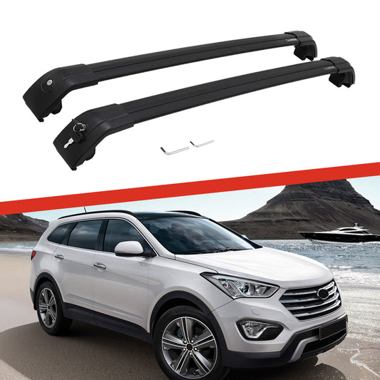 Saremas Off-road Luggage Carrier Lockable Black Crossbar Cross Bar Roof Rack for Hyundai Grand Santa Fe 2013-2018