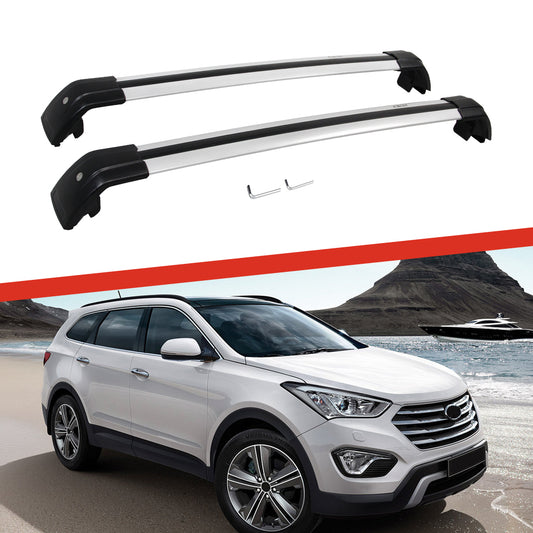 Saremas Off-road Luggage Carrier Lockable Silver Crossbar Cross Bar Roof Rack for Hyundai Grand Santa Fe 2013-2018