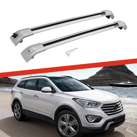 Saremas Off-road Luggage Carrier Lockable All Silver Crossbar Cross Bar Roof Rack for Hyundai Grand Santa Fe 2013-2018