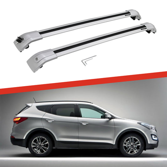 Saremas Off-road Luggage Carrier Lockable All Silver Crossbar Cross Bar Roof Rack for Hyundai IX45 2013-2018