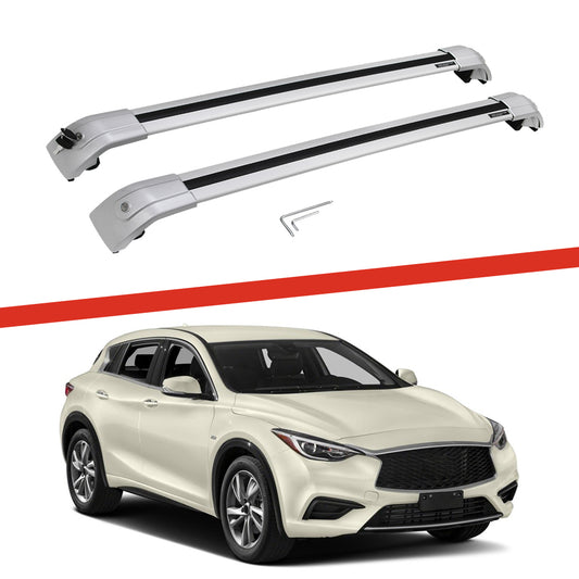Saremas Off-road Cargo Carrier All Silver Crossbars Cross Bars Roof Racks for Infiniti QX30 2017-2021