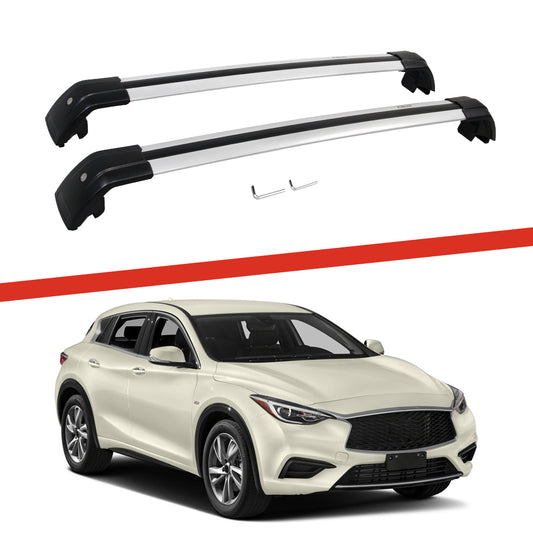 Saremas Off-road Cargo Carrier Silver Crossbars Cross Bars Roof Racks for Infiniti QX30 2017-2021