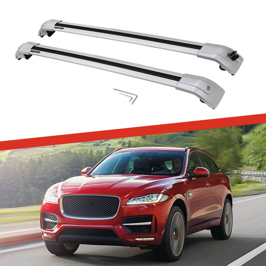 Saremas Adjustable Luggage Carrier All Silver Crossbars Cross Bars Roof Racks for Jaguar F-pace 2016-2021