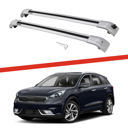 Saremas Adjustable Luggage Carrier All Silver Crossbars Cross Bars Roof Racks for Kia Niro 2017-2021