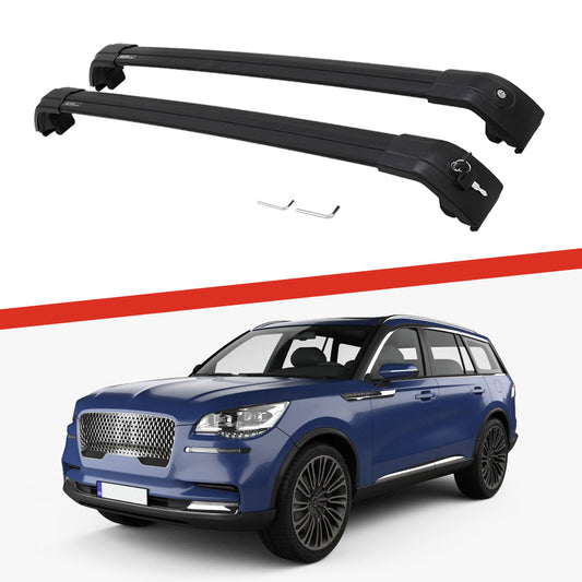 Saremas Adjustable Luggage Carrier Black Crossbars Cross Bars Roof Racks for Lincoln Aviator 2018-2021