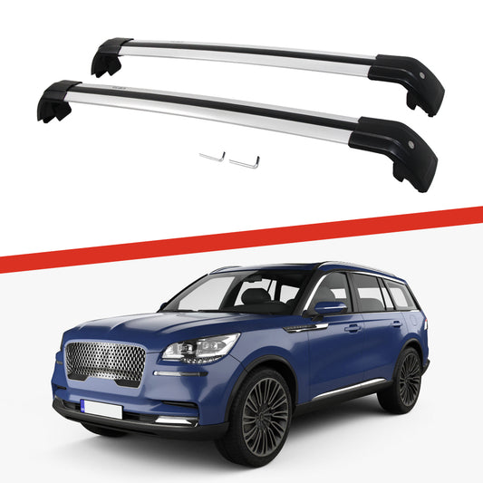 Saremas Adjustable Luggage Carrier Silver Crossbars Cross Bars Roof Racks for Lincoln Aviator 2018-2021