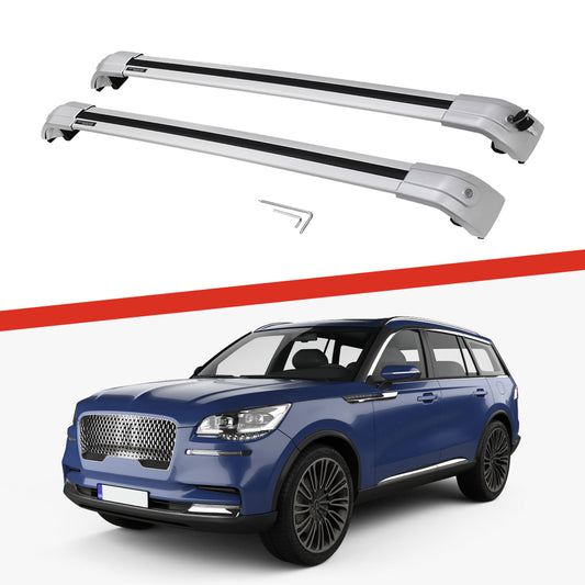 Saremas Adjustable Luggage Carrier All Silver Crossbars Cross Bars Roof Racks for Lincoln Aviator 2018-2021