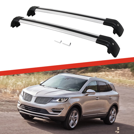 Saremas Car Top Luggage Holder Carrier Silver Crossbar Cross Bar Roof Rack for Lincoln MKC 2015-2019