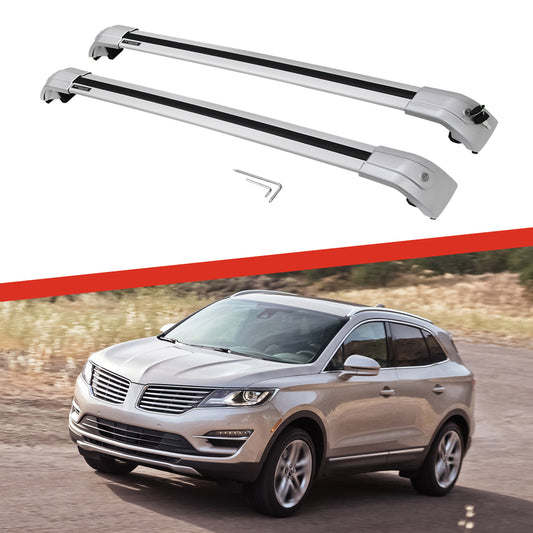 Saremas Car Top Luggage Holder Carrier All Silver Crossbar Cross Bar Roof Rack for Lincoln MKC 2015-2019