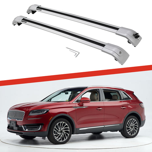 Saremas Off-road Cargo Carrier All Silver Crossbars Cross Bars Roof Racks for Lincoln Nautilus 2019 2020 2021