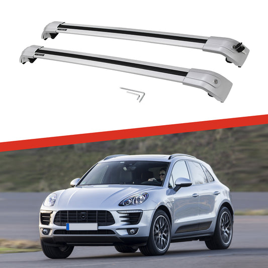 Saremas Car Top Luggage Holder Carrier All Silver Crossbar Cross Bar Roof Rack for Porsche Macan 2014-2021