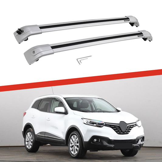 Saremas Car Top Luggage Holder Carrier All Silver Crossbar Cross Bar Roof Rack for Renault Kadjar 2015-2021