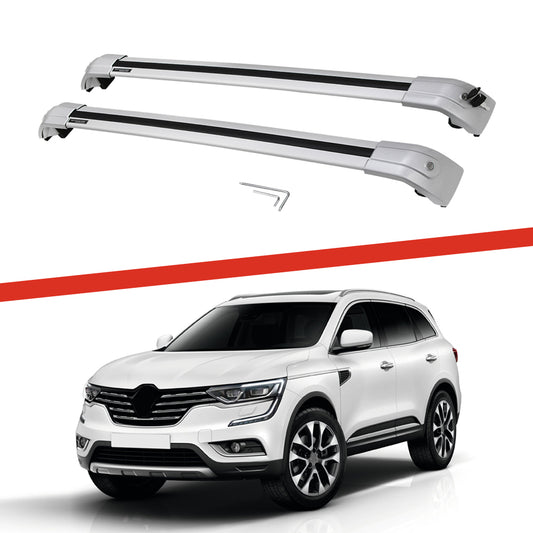 Saremas Adjustable Luggage Carrier All Silver Crossbars Cross Bars Roof Racks for Renault Koleos 2016-2021