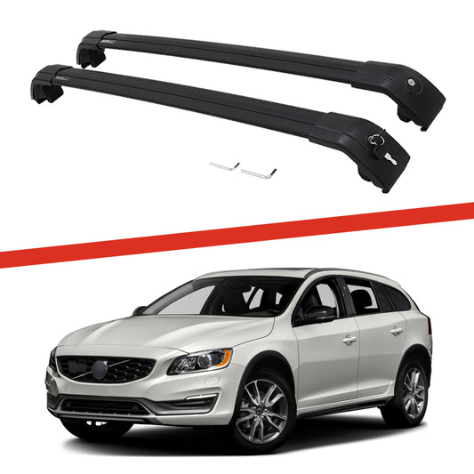 Saremas Aluminum Alloy Luggage Carrier Black Crossbar Cross Bar Roof Rack for Volvo V60 2011-2018,2019-2021