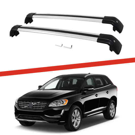 Saremas Car Top Luggage Holder Carrier Silver Crossbar Cross Bar Roof Rack for Volvo XC60 2009-2017