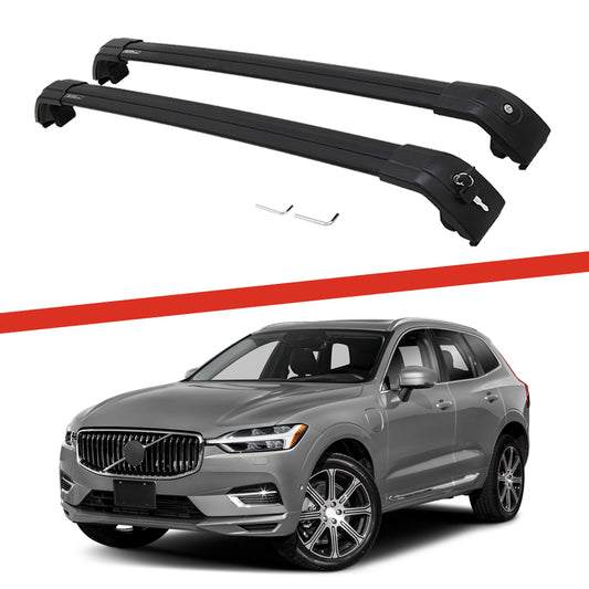 Saremas Aluminum Alloy Luggage Carrier Black Crossbar Cross Bar Roof Rack for Volvo XC60 2018-2021
