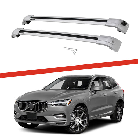 Saremas Aluminum Alloy Luggage Carrier All Silver Crossbar Cross Bar Roof Rack for Volvo XC60 2018-2021