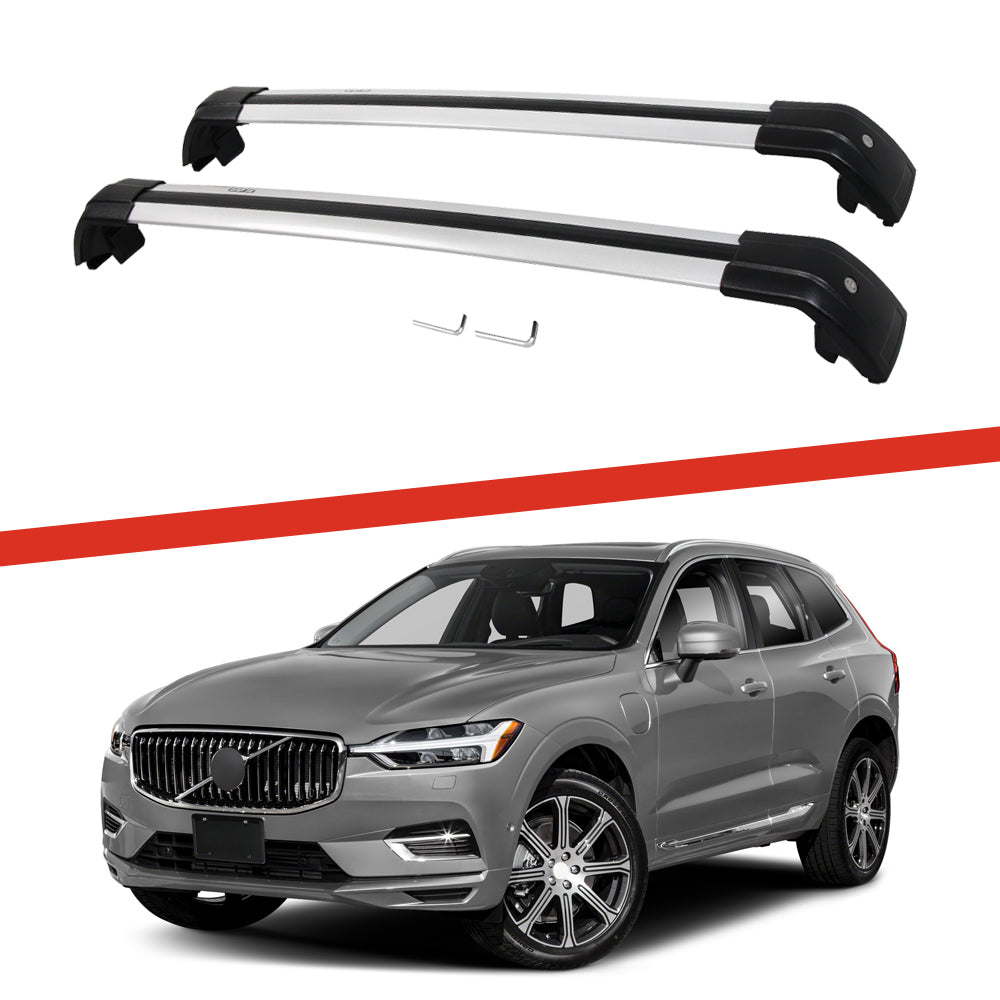 Saremas Aluminum Alloy Luggage Carrier Silver Crossbar Cross Bar Roof Rack for Volvo XC60 2018-2021