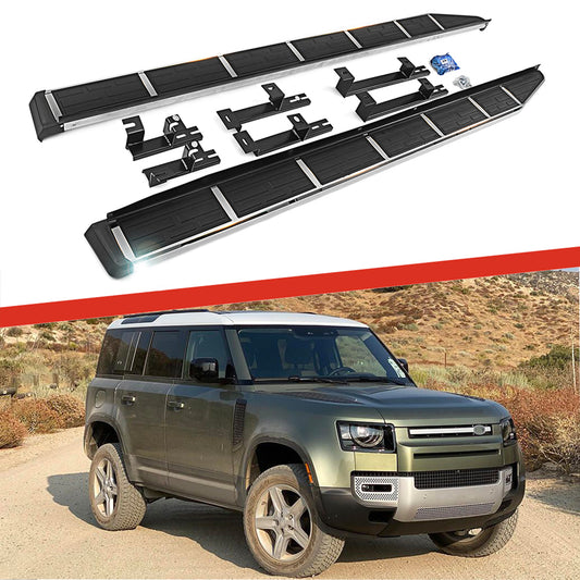 Saremas Car Black Running Boards Side Steps Nerf Bars for Land Rover Defender 4Door 110 L663 2020 2021